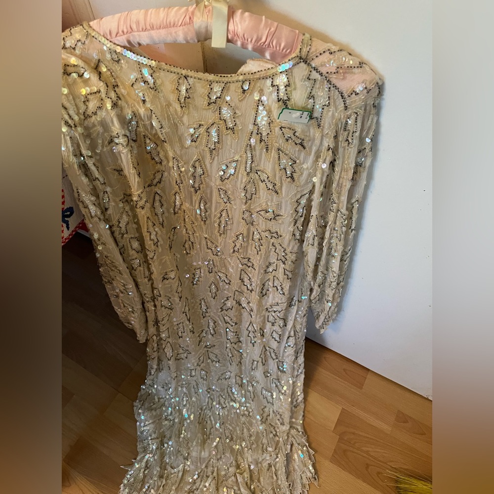 Saint Honore long silk beaded dress. Made in India.size S